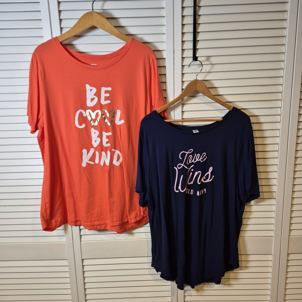 Old Navy XXL & XXL Tall Graphic Tee Lot Love Wins Be Cool Be Kind Pride Positive - Picture 3 of 15